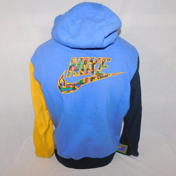 VTG 90s NIKE Urban Jungle Mens M Color block Hoodie Blue Yellow Black Swoosh - Picture 1 of 13